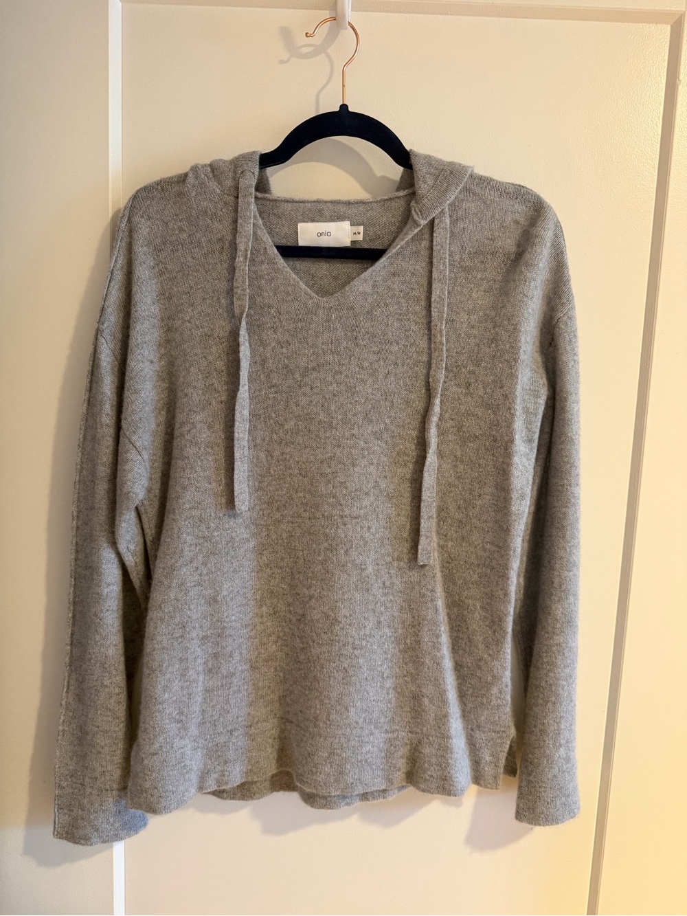 Onia Gray Hooded V-Neck Sweater
